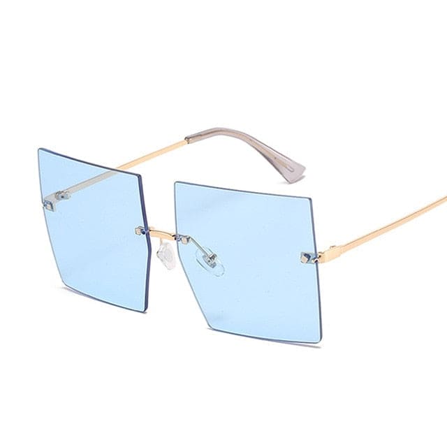 Oversized Sun Glasses - Gold Blue
