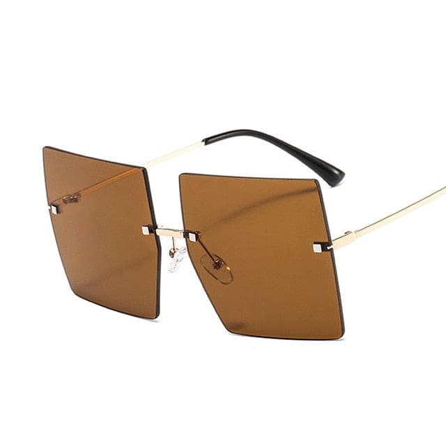 Oversized Sun Glasses - Gold Brown