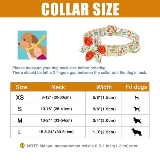 Personalized Floral Pet Collar - 167 orange / XS