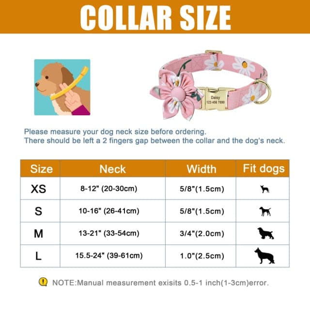 Personalized Floral Pet Collar - 168 pink / L