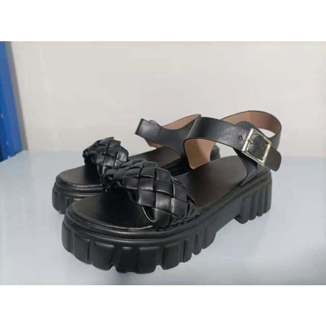 Platform Chunky Heel Sandals - Black / 6