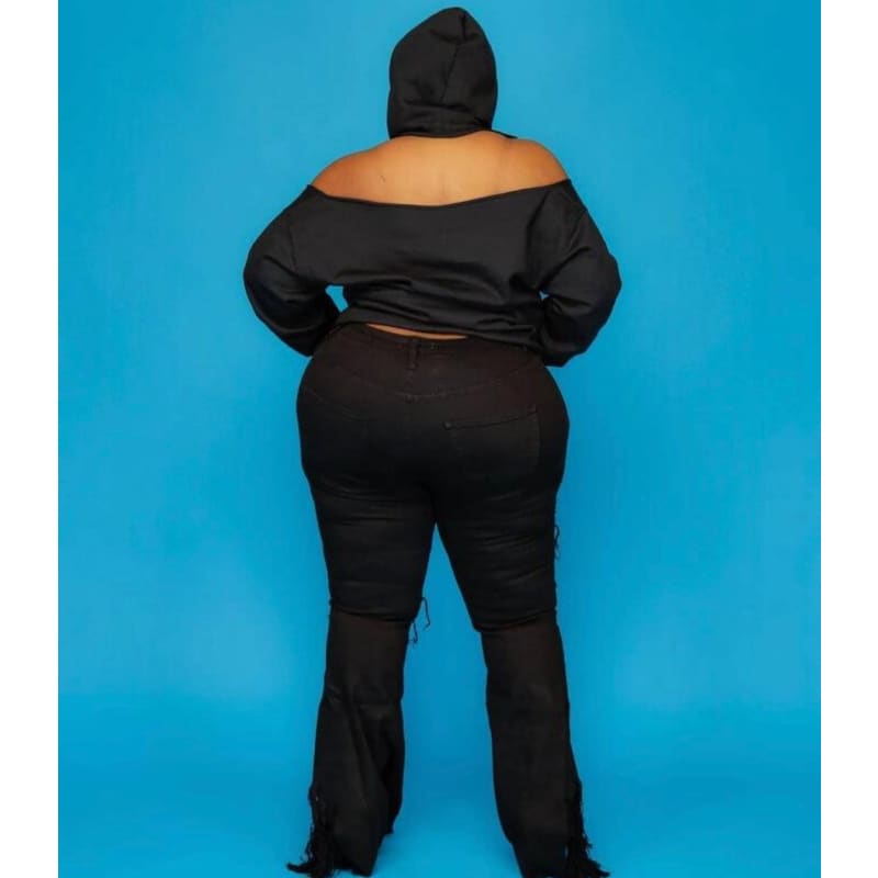 Plus Size Cold Shoulder Hoodie