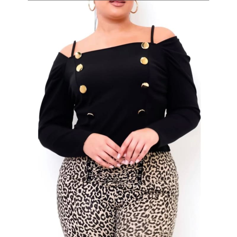 Plus Size Cold Shoulder Top - 1X