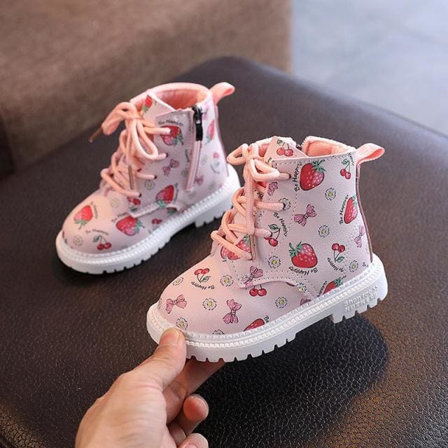 Strawberry and Bow Boots - Pink / 11(insole 17cm)