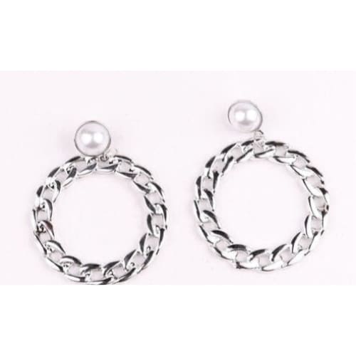 Trendy Earrings - Silver Weave Pearl