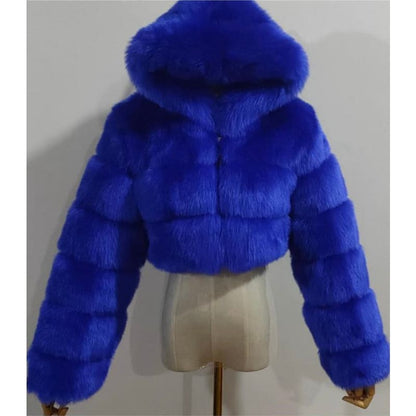 Women’s Faux Fur Crop Jacket - 2X