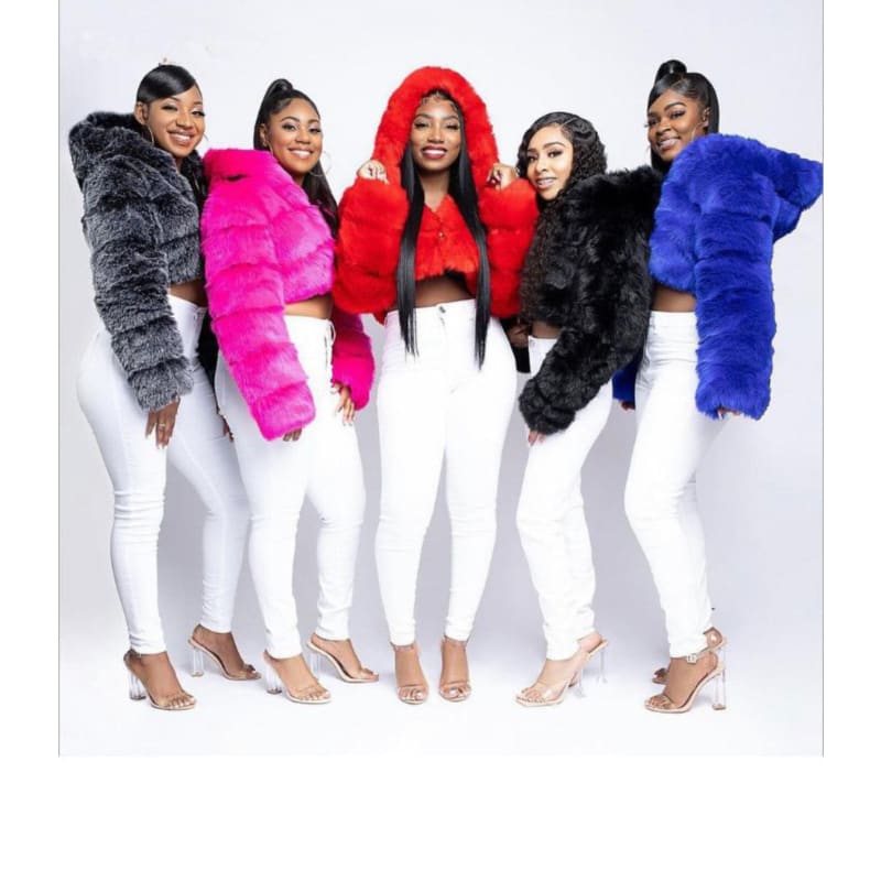 Women’s Faux Fur Crop Jacket - 2X