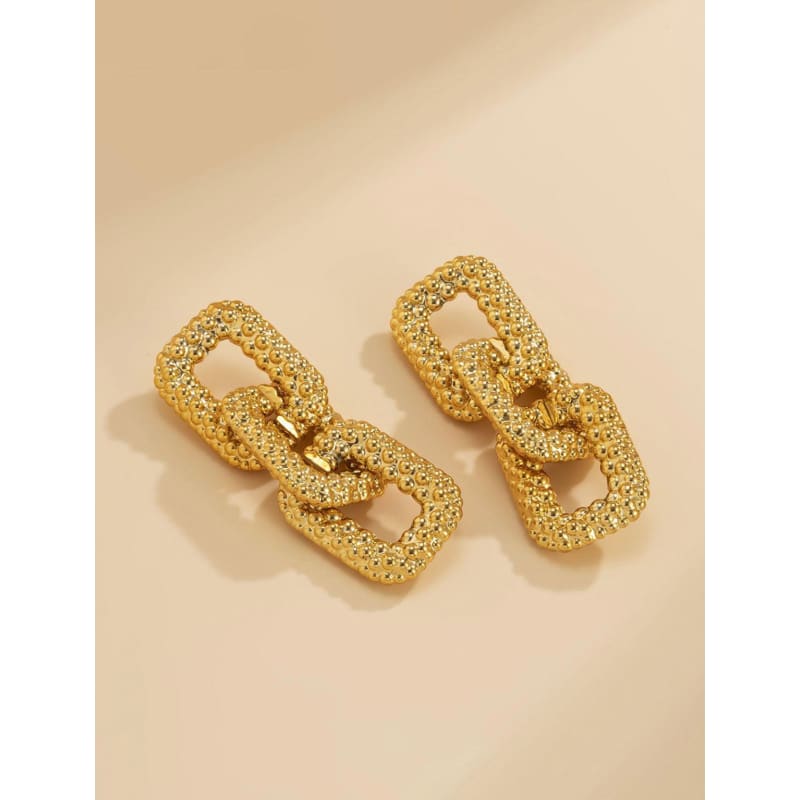 Women’s Gold Three Square Earrings
